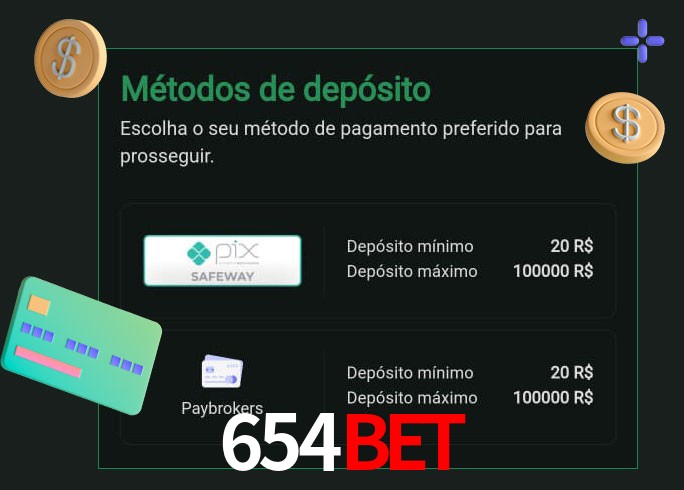 O cassino 654Bet oferece uma grande variedade de métodos de pagamento
